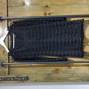 NANETTE LEPORE BLACK LACE LONG SLEEVE ZIGZAG TUNIC A-LINE  DRESS XS